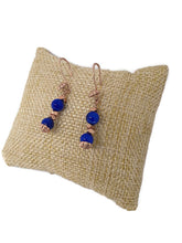 Load image into Gallery viewer, Sapphire Blue Calcite Earrings with Rose Gold Tone Ear Wires
