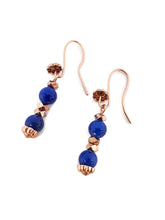Load image into Gallery viewer, Sapphire Blue Calcite Earrings with Rose Gold Tone Ear Wires