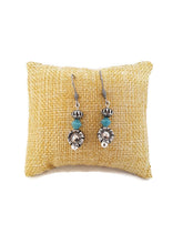 Load image into Gallery viewer, Turquoise Color Czech Glass Bead and Floral Metal Bead Earrings