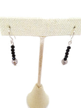 Load image into Gallery viewer, Black Spinel and Pearl Gemstone Bead Earrings