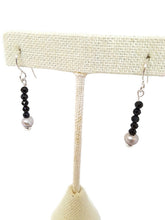 Load image into Gallery viewer, Black Spinel and Pearl Gemstone Bead Earrings