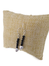Load image into Gallery viewer, Black Spinel and Pearl Gemstone Bead Earrings