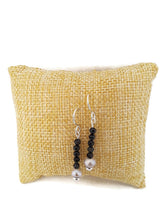 Load image into Gallery viewer, Black Spinel and Pearl Gemstone Bead Earrings