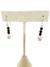 Load image into Gallery viewer, Pearl and Black Spinel Gemstone Bead Earrings