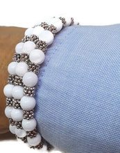 Load image into Gallery viewer, White Calcite Bead Memory Wire Wrap Bracelet