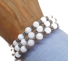 Load image into Gallery viewer, White Calcite Bead Memory Wire Wrap Bracelet