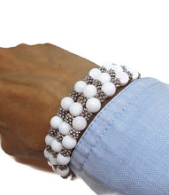 Load image into Gallery viewer, White Calcite Bead Memory Wire Wrap Bracelet