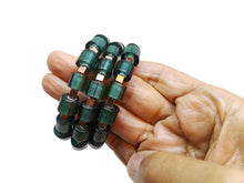 Load image into Gallery viewer, Emerald Green Color Bead Cane Glass Memory Wire Wrap Bracelet