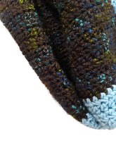 Load image into Gallery viewer, Brown Tweed and Light Blue Cowl with Fingerless Gloves