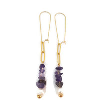 Load image into Gallery viewer, Judi Amethyst & Pearl Paperclip Chain Earrings