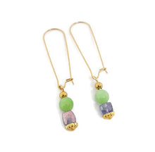 Load image into Gallery viewer, Princess Amethyst & Light Green Calcite Bead Earrings
