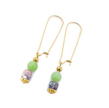 Load image into Gallery viewer, Princess Amethyst & Light Green Calcite Bead Earrings