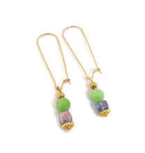 Load image into Gallery viewer, Princess Amethyst & Light Green Calcite Bead Earrings
