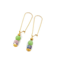 Load image into Gallery viewer, Princess Amethyst & Light Green Calcite Bead Earrings