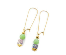 Load image into Gallery viewer, Princess Amethyst & Light Green Calcite Bead Earrings