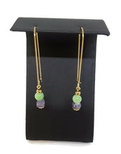 Load image into Gallery viewer, Princess Amethyst & Light Green Calcite Bead Earrings