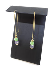 Load image into Gallery viewer, Princess Amethyst & Light Green Calcite Bead Earrings