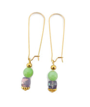 Load image into Gallery viewer, Princess Amethyst & Light Green Calcite Bead Earrings