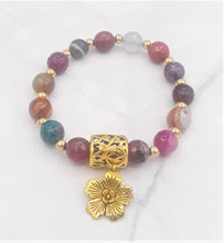 Load image into Gallery viewer, Multi-Color Quench Crackled Agate & Round Bead Bracelet