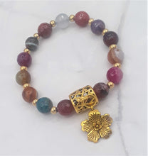 Load image into Gallery viewer, Multi-Color Quench Crackled Agate & Round Bead Bracelet