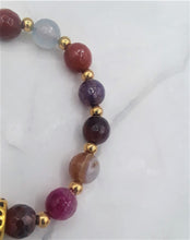 Load image into Gallery viewer, Multi-Color Quench Crackled Agate & Round Bead Bracelet
