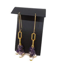 Load image into Gallery viewer, Rose Amethyst & Pearl Paperclip Earrings