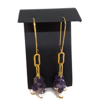 Load image into Gallery viewer, Rose Amethyst & Pearl Paperclip Earrings