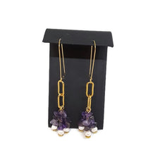 Load image into Gallery viewer, Rose Amethyst & Pearl Paperclip Earrings