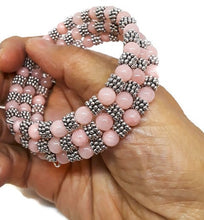 Load image into Gallery viewer, Rose Quartz Color Calcite Bead Memory Wire Wrap Bracelet