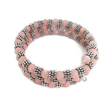 Load image into Gallery viewer, Rose Quartz Color Calcite Bead Memory Wire Wrap Bracelet
