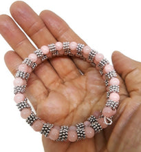 Load image into Gallery viewer, Rose Quartz Color Calcite Bead Memory Wire Wrap Bracelet