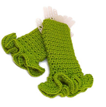 Load image into Gallery viewer, Ruffled Fingerless Gloves - Kiwi