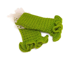 Load image into Gallery viewer, Ruffled Fingerless Gloves - Kiwi