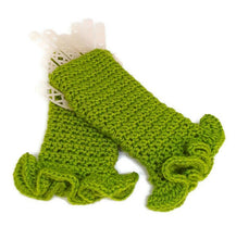 Load image into Gallery viewer, Ruffled Fingerless Gloves - Kiwi