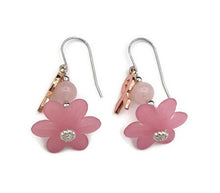 Load image into Gallery viewer, Tutu Breast Cancer Awareness Earrings with Rose Quartz