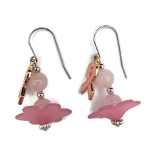 Load image into Gallery viewer, Tutu Breast Cancer Awareness Earrings with Rose Quartz