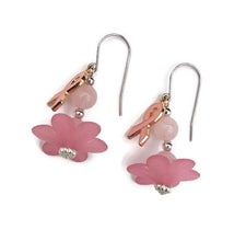 Load image into Gallery viewer, Tutu Breast Cancer Awareness Earrings with Rose Quartz