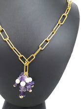 Load image into Gallery viewer, Violet Amethyst Paperclip Chain Necklace