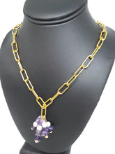 Load image into Gallery viewer, Violet Amethyst Paperclip Chain Necklace