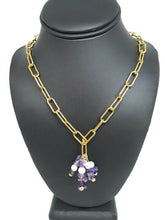 Load image into Gallery viewer, Violet Amethyst Paperclip Chain Necklace