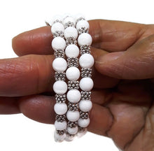 Load image into Gallery viewer, White Calcite Bead Memory Wire Wrap Bracelet