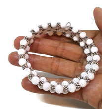 Load image into Gallery viewer, White Calcite Bead Memory Wire Wrap Bracelet