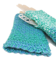 Load image into Gallery viewer, Woven Fingerless Gloves -Seafoam/Periwinkle/White