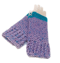 Load image into Gallery viewer, Woven Fingerless Gloves -Turquoise/Lavender