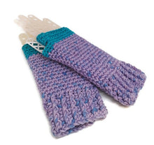 Load image into Gallery viewer, Woven Fingerless Gloves -Turquoise/Lavender