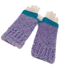 Load image into Gallery viewer, Woven Fingerless Gloves -Turquoise/Lavender