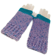 Load image into Gallery viewer, Woven Fingerless Gloves -Turquoise/Lavender