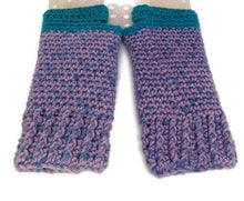 Load image into Gallery viewer, Woven Fingerless Gloves -Turquoise/Lavender