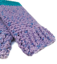 Load image into Gallery viewer, Woven Fingerless Gloves -Turquoise/Lavender