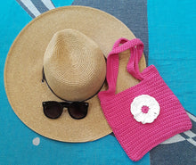 Load image into Gallery viewer, Hot Pink Crochet Tote Bag
